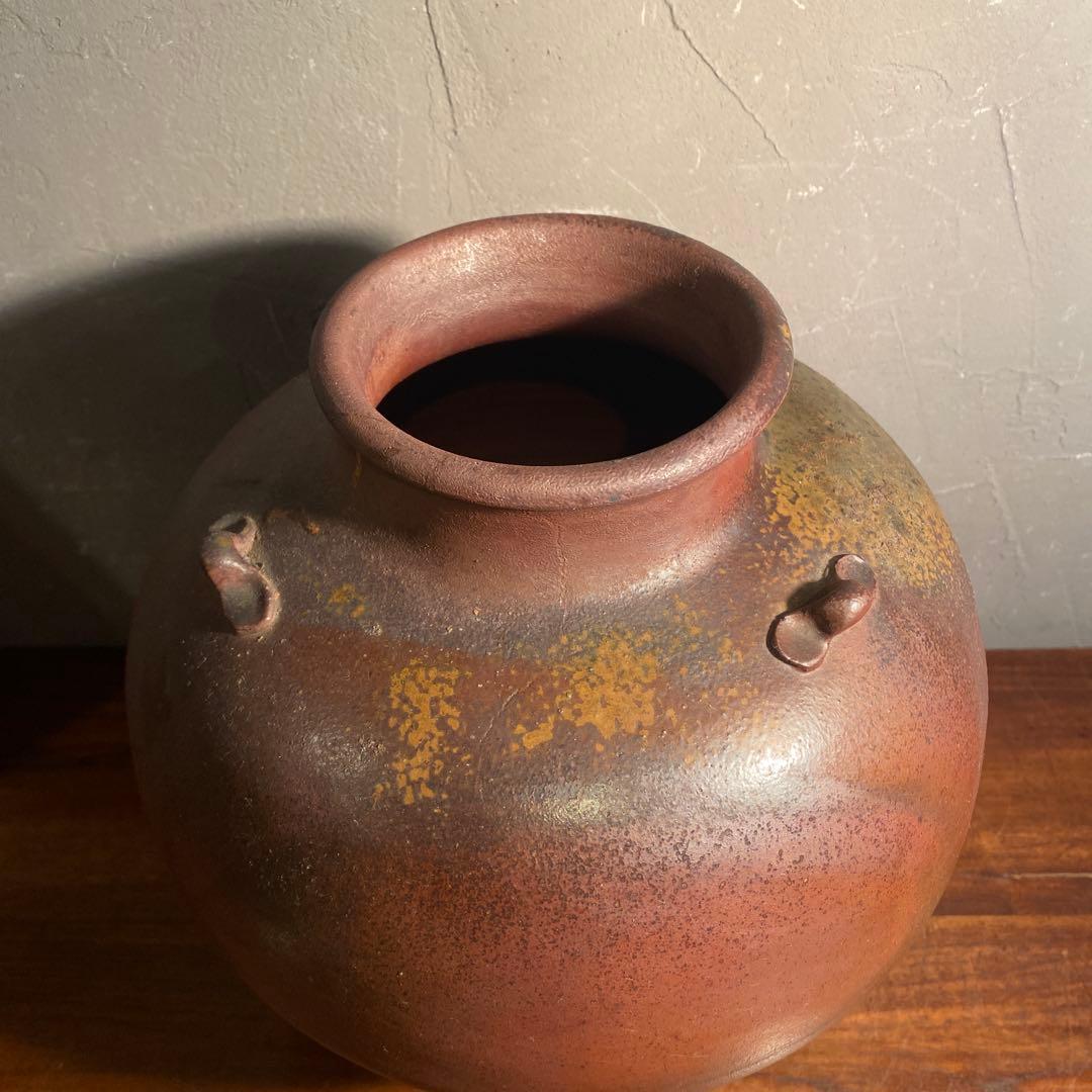 丹波焼 甕 三耳壺 花器 花入 美術品 骨董品 備前焼 在銘 コレクション