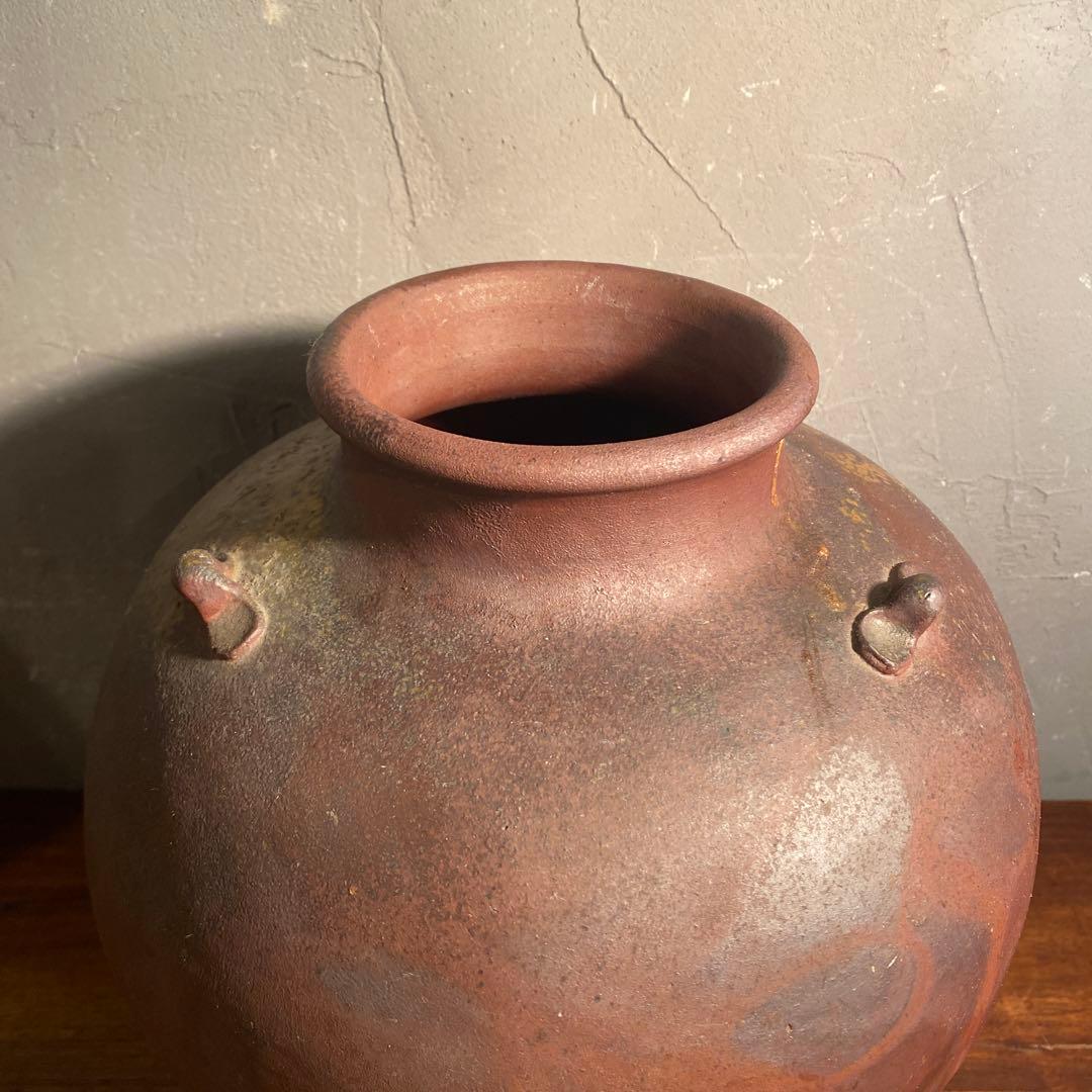 丹波焼 甕 三耳壺 花器 花入 美術品 骨董品 備前焼 在銘 コレクション