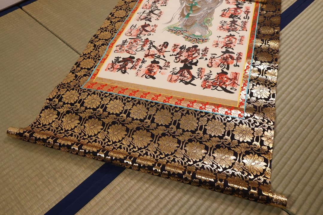 紙本 掛軸 西国三十三ヶ所 観音霊場 御朱印 慈母観音 仏教 仏画【CM212】