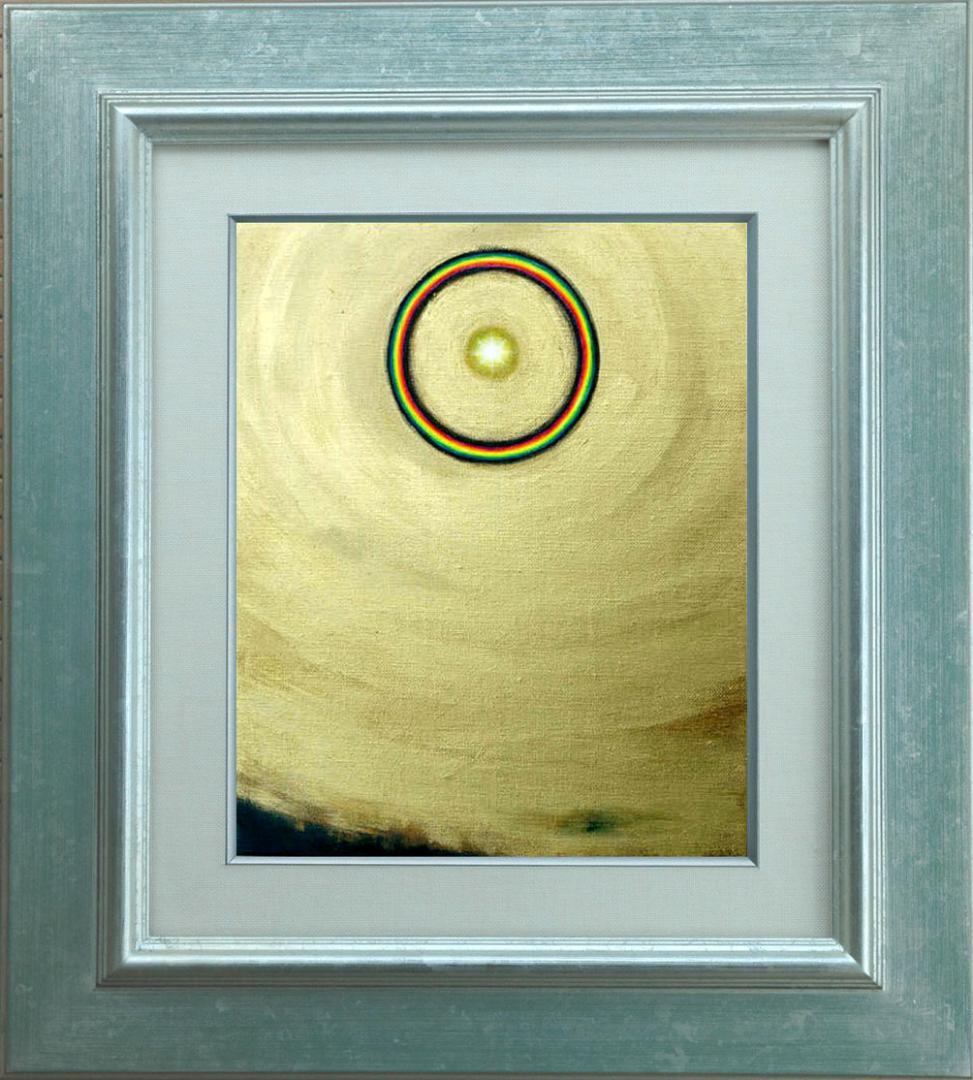 油絵 菅家令子 絵 絵画インテリア額付(白)F3-G112023 風景祈り希望