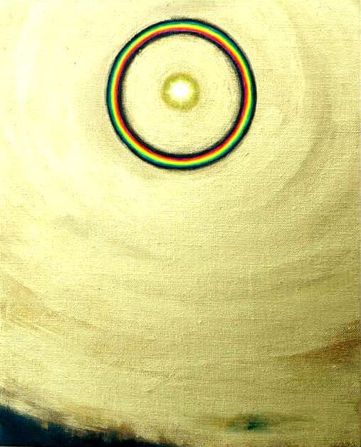 油絵 菅家令子 絵 絵画インテリア額付(白)F3-G112023 風景祈り希望