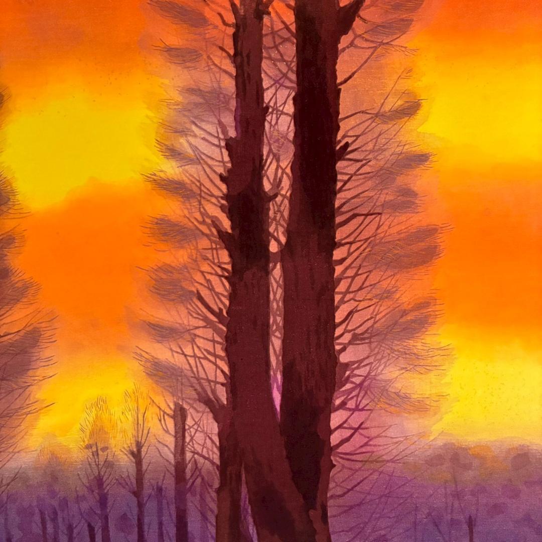 東山魁夷「夕紅」木版画 朱印有り アダチ版画研究所 昭和を代表する日本画家