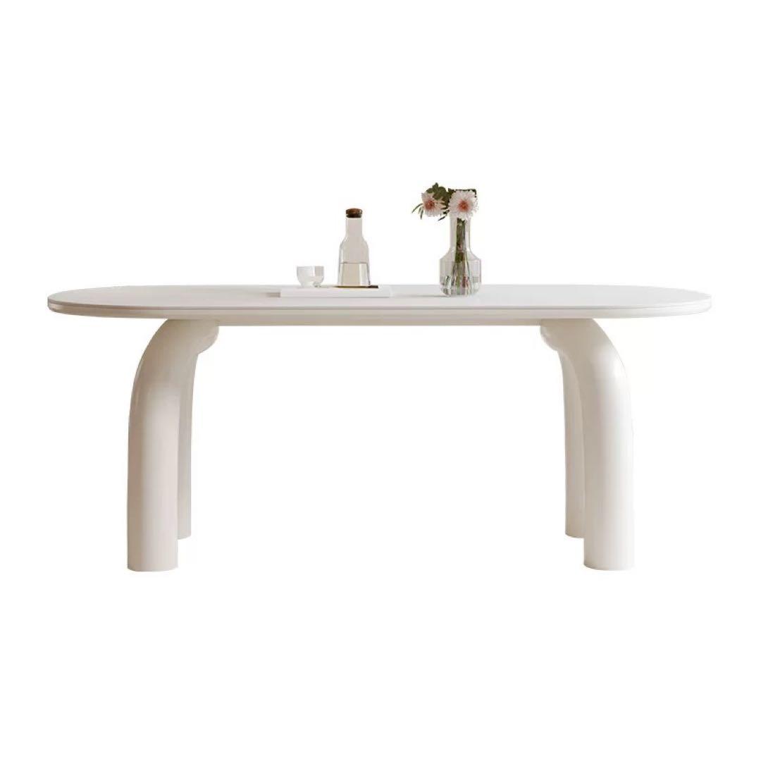 ホワイトセラミック楕円形ダイニングテーブル
