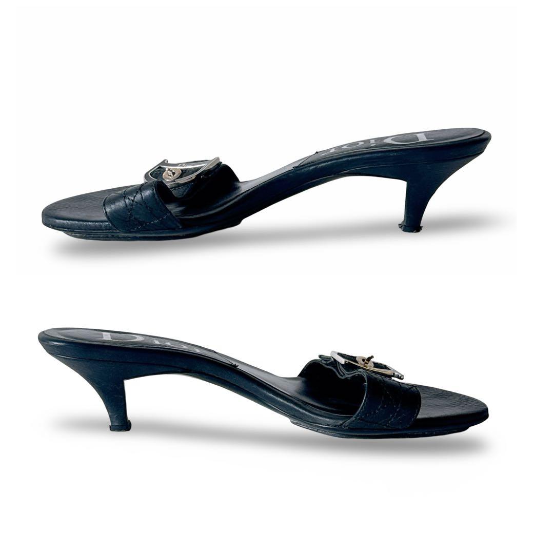 Dior クリスチャン・ディオール ロゴ レザー ミュール サンダル ブラック