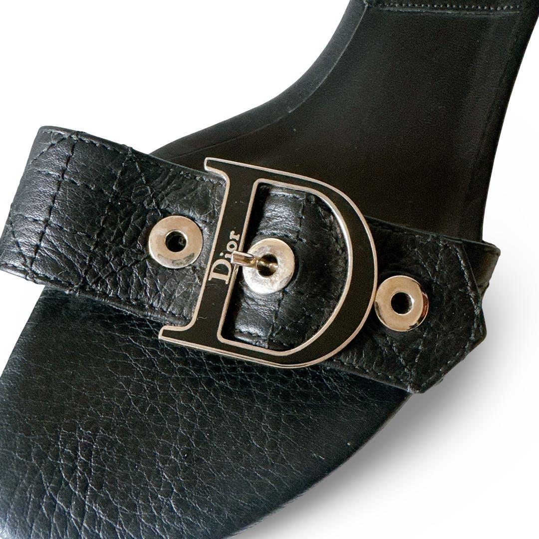 Dior クリスチャン・ディオール ロゴ レザー ミュール サンダル ブラック