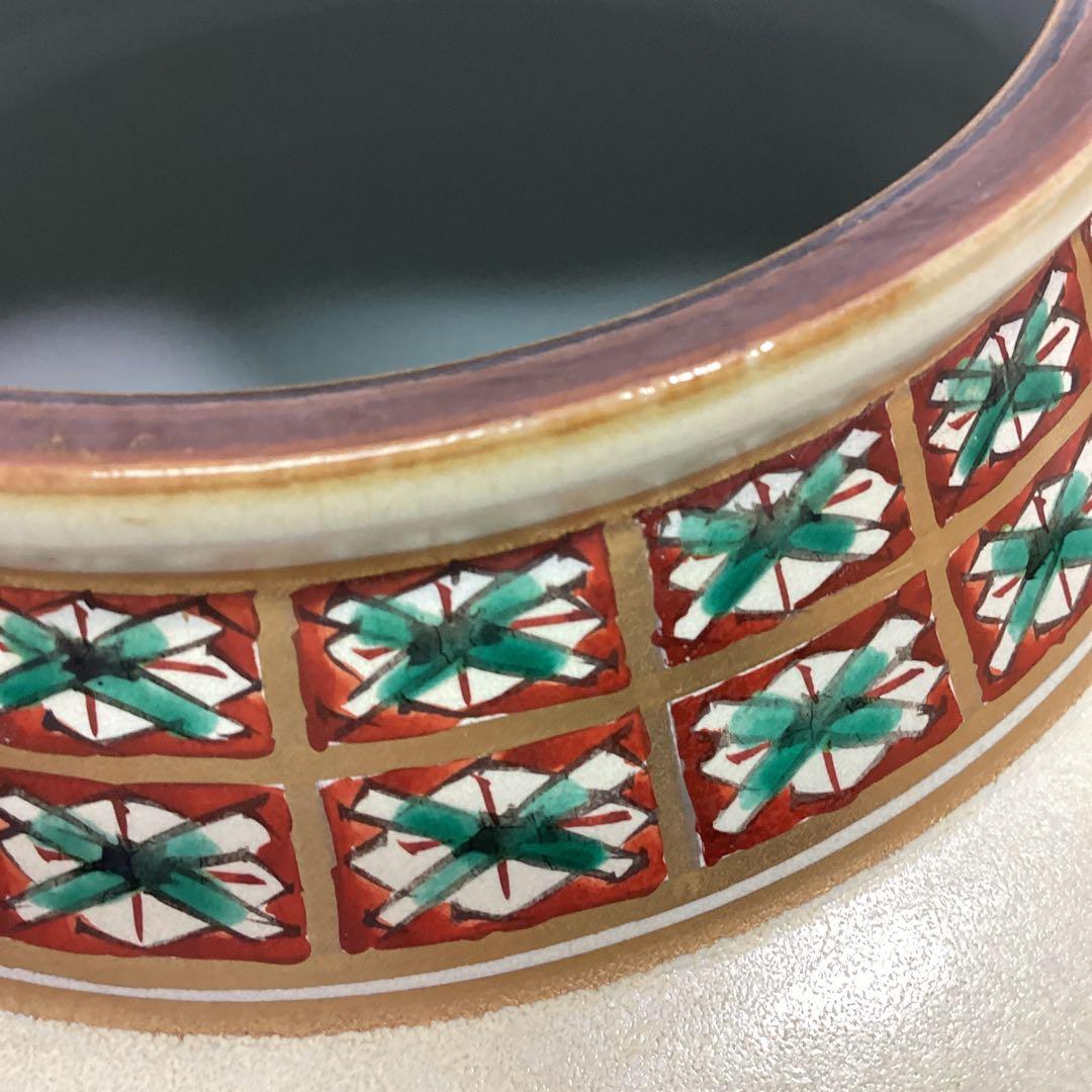 S1 箱入　九谷焼　武腰泰山　泰山作　花瓶　花器　壺　直径24ｃｍ　高さ22ｃｍ