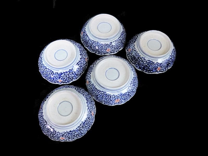 古伊万里　色絵　松竹梅の図　膾皿　５枚　3162AS-CGf