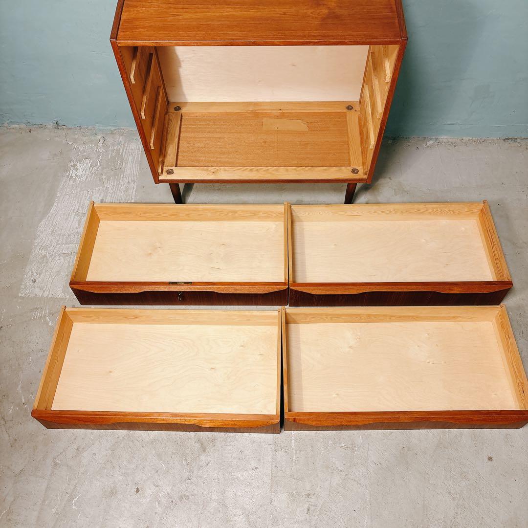 【ふっち】デンマーク　チーク材　四段チェスト　北欧家具　北欧ビンテージ