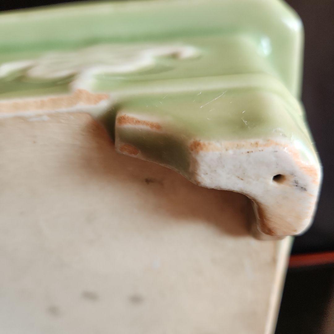 古い青磁水盤花器盆栽