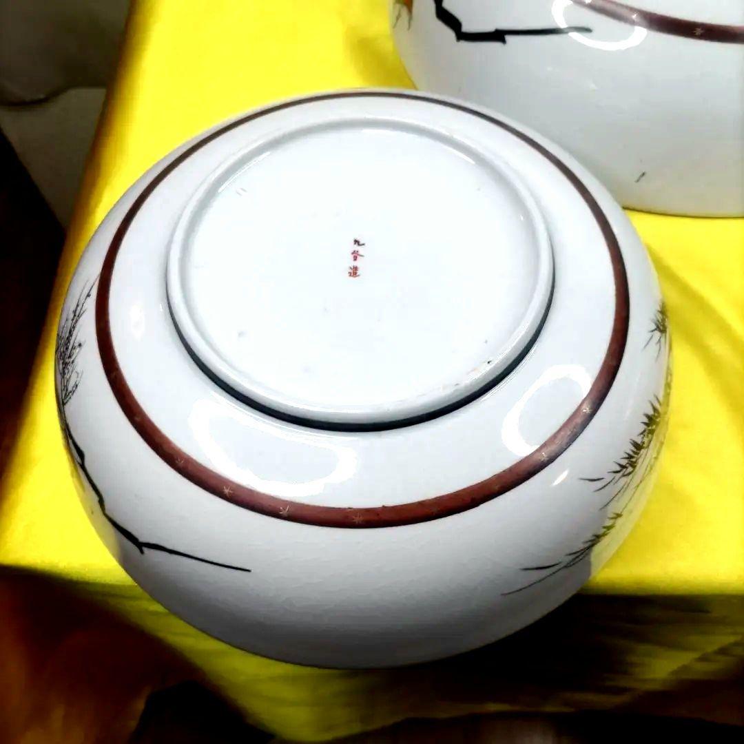 九谷焼　古九谷　金彩　色絵　三ツ鉢　小鉢　中鉢　大鉢　8寸9寸1尺鉢　3客セット