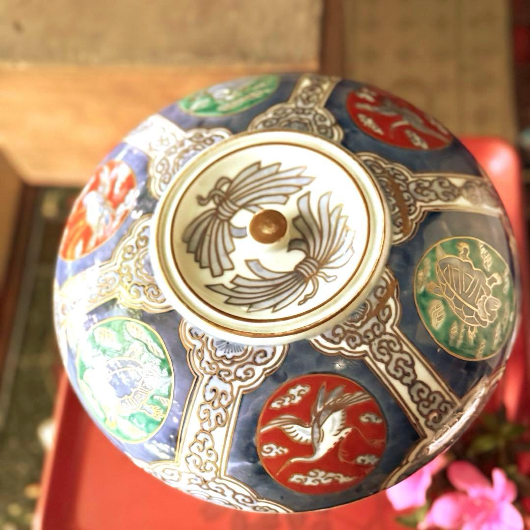 2200様感謝‼️これさえあれば‼️愛蔵品　倣古伊万里錦手蓋付大鉢　食籠1客時代木箱