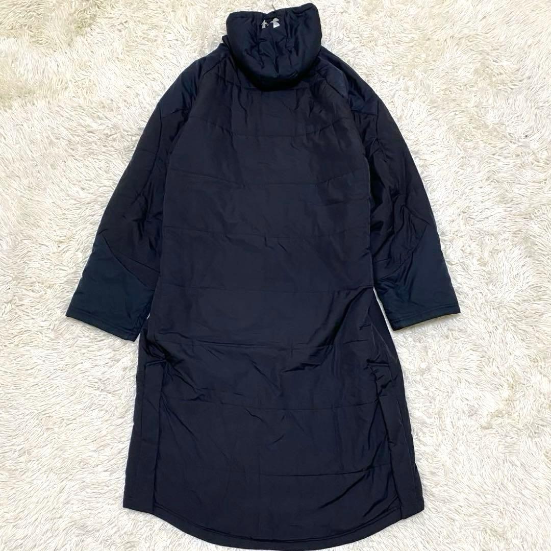 【希少2XL✨】アンダーアーマー フード付 ベンチコート ロングコート 黒 紺
