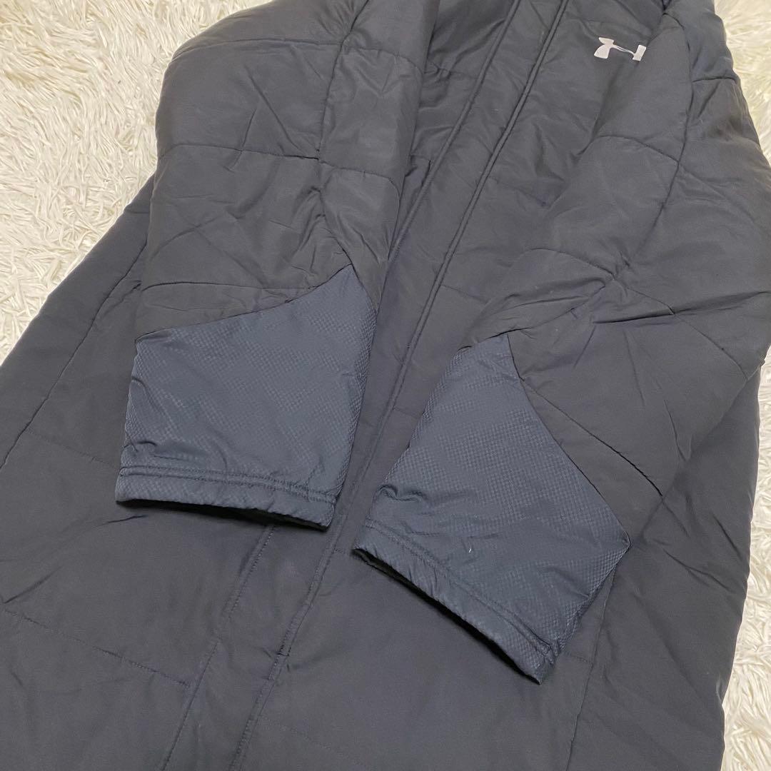 【希少2XL✨】アンダーアーマー フード付 ベンチコート ロングコート 黒 紺