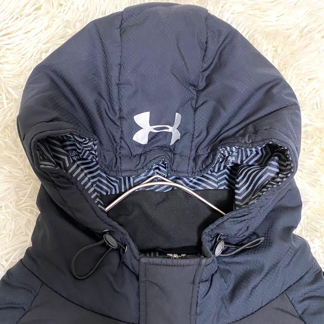 【希少2XL✨】アンダーアーマー フード付 ベンチコート ロングコート 黒 紺