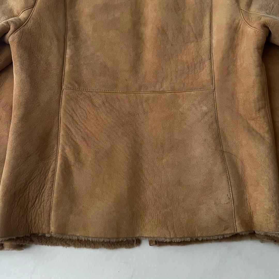 ポールスミス ムートン シングルライダースジャケット レザー 羊革 L ブラウン