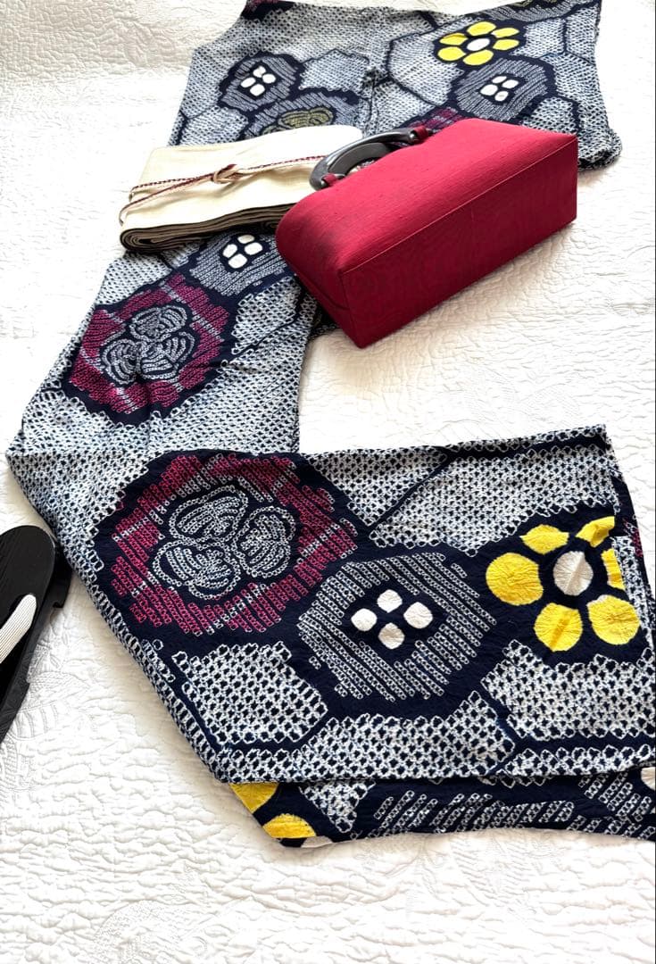 粋な大人の高級浴衣◆有松絞り 素晴らしい吉祥花文