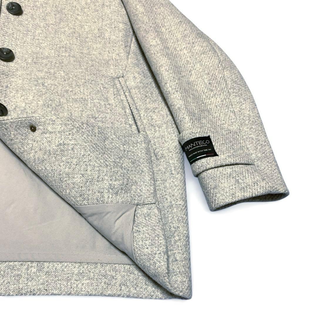 美品【PLST】MANTECOマンテコ ウール ノーカラーコート グレー上質素材