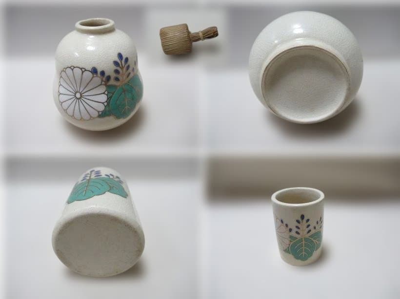 茶道具　桑製茶箱　中の道具揃い