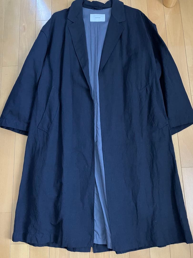 フレームワーク　綿麻ポプリンコート　ネイビー　フリー　美品