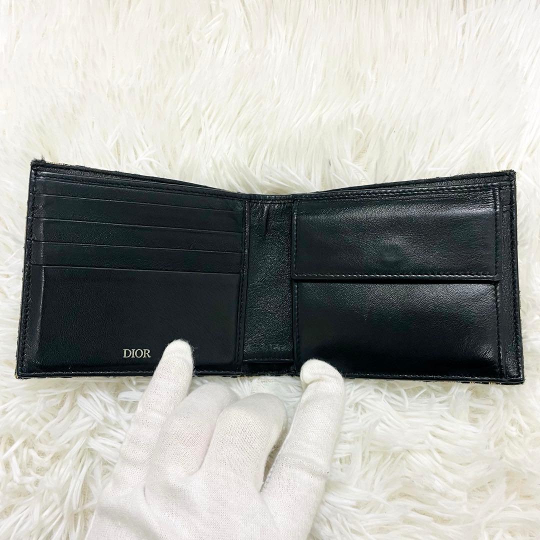 極美✨付属完備✨ディオール 二つ折り財布 オブリーク サドル レザー