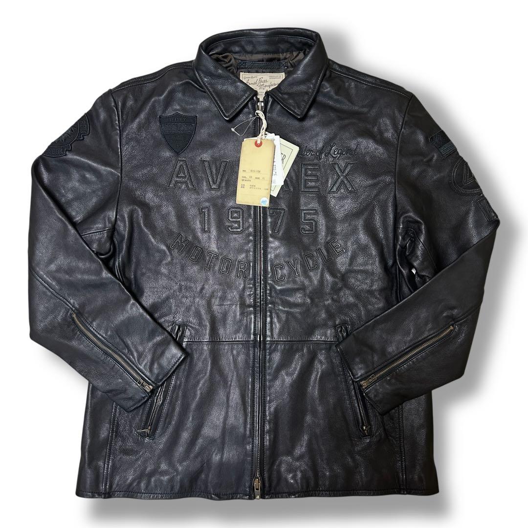 【新品未使用タグ付✨】AVILEX レザー　ライダース　4L やぎ革　黒　極美品