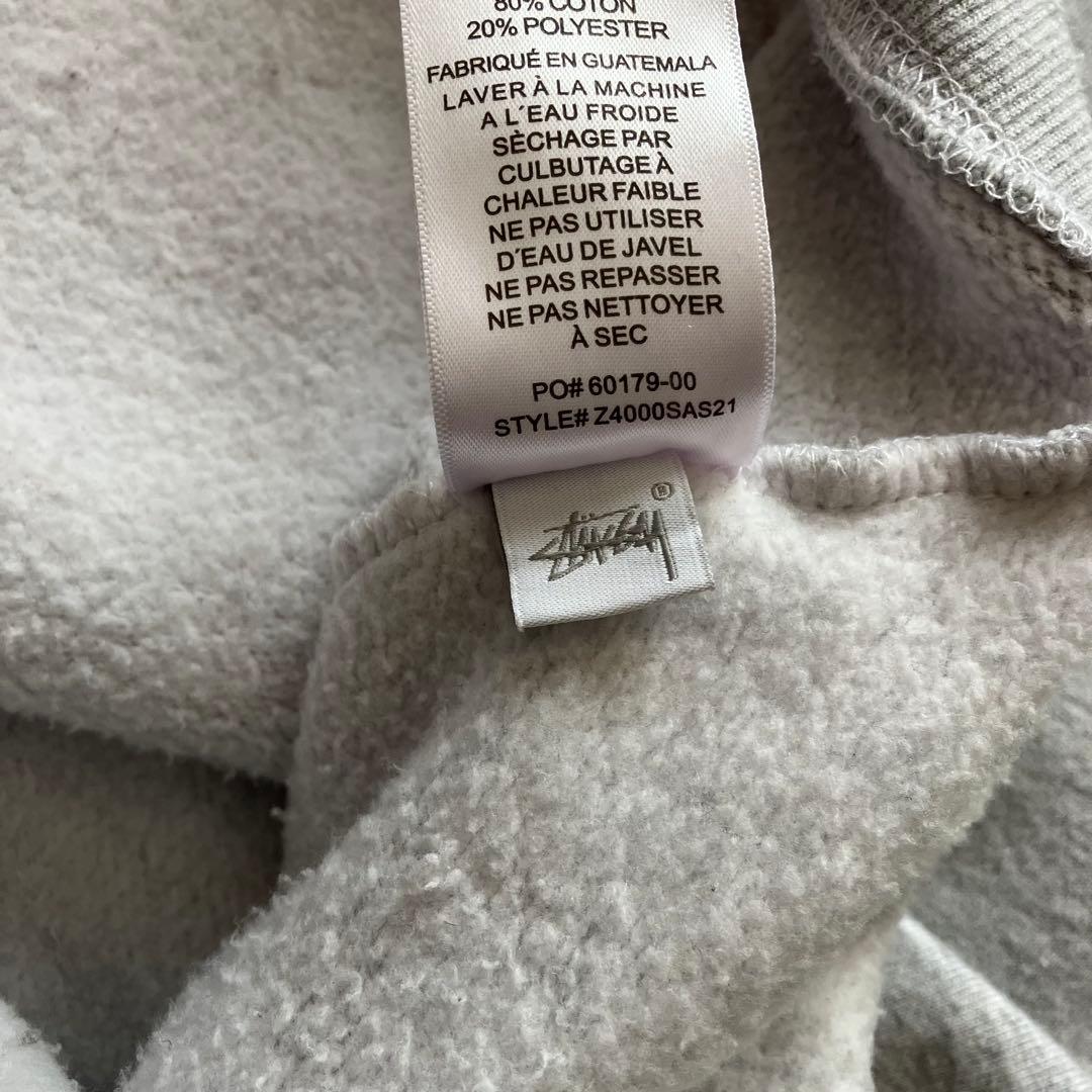 古着 ステューシー 両面ロゴ 8ボール パーカー グレー XL 裏地フリース