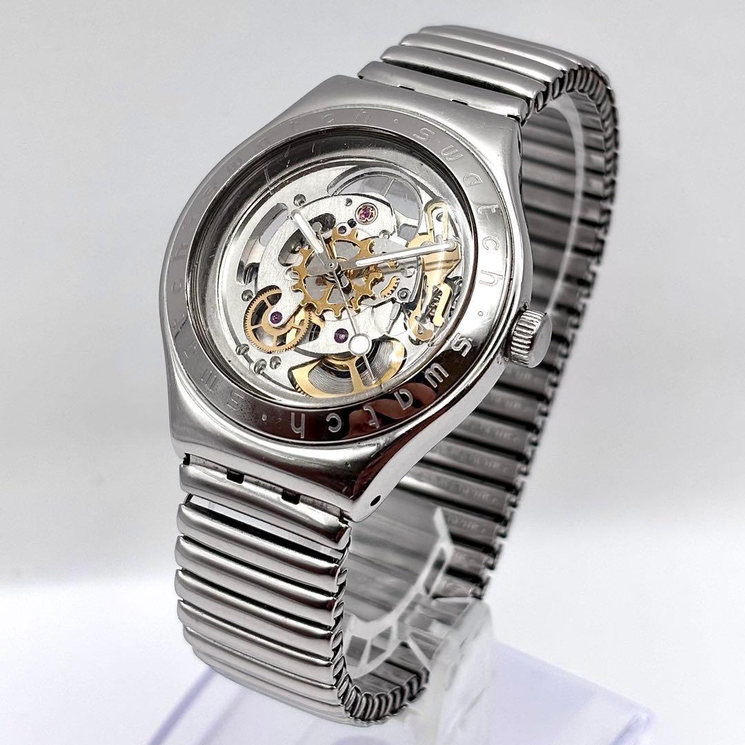 スウォッチ アイロニー 自動巻き スケルトン メンズ腕時計 稼動品