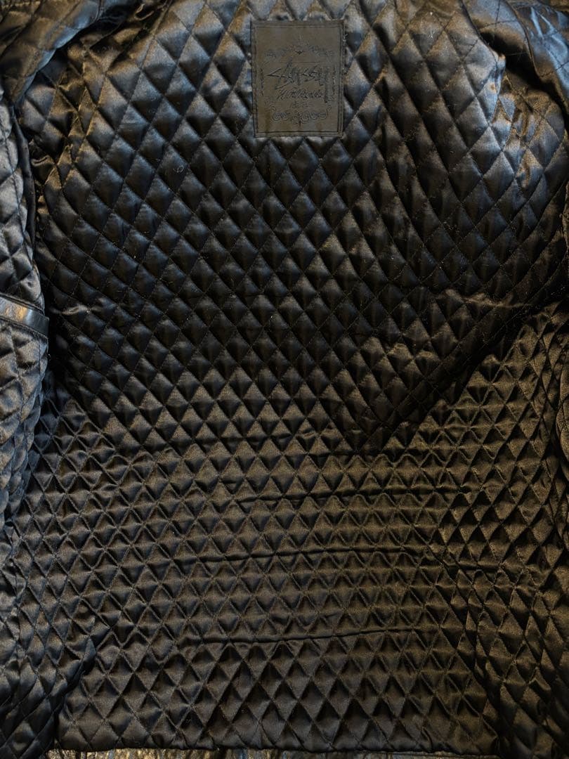 Stussy/レザー/ライダース/ジャケット/革ジャン/シングル/襟付/L/良品