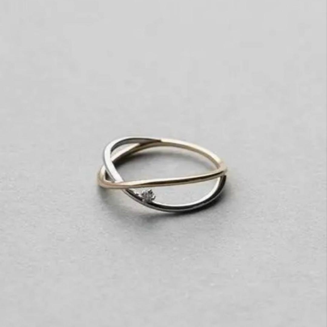 ete エテ K10YG バイカラー ダイヤモンド ピンキーリング 1号