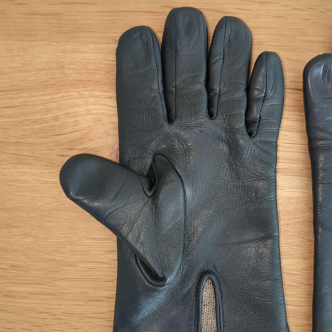 デンツDENTSヘアシープレザーグローブ手袋7 ブラックカシミヤBATH英国