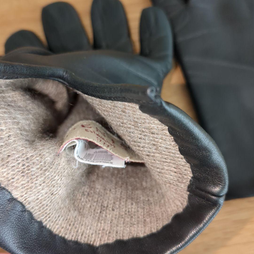 デンツDENTSヘアシープレザーグローブ手袋7 ブラックカシミヤBATH英国