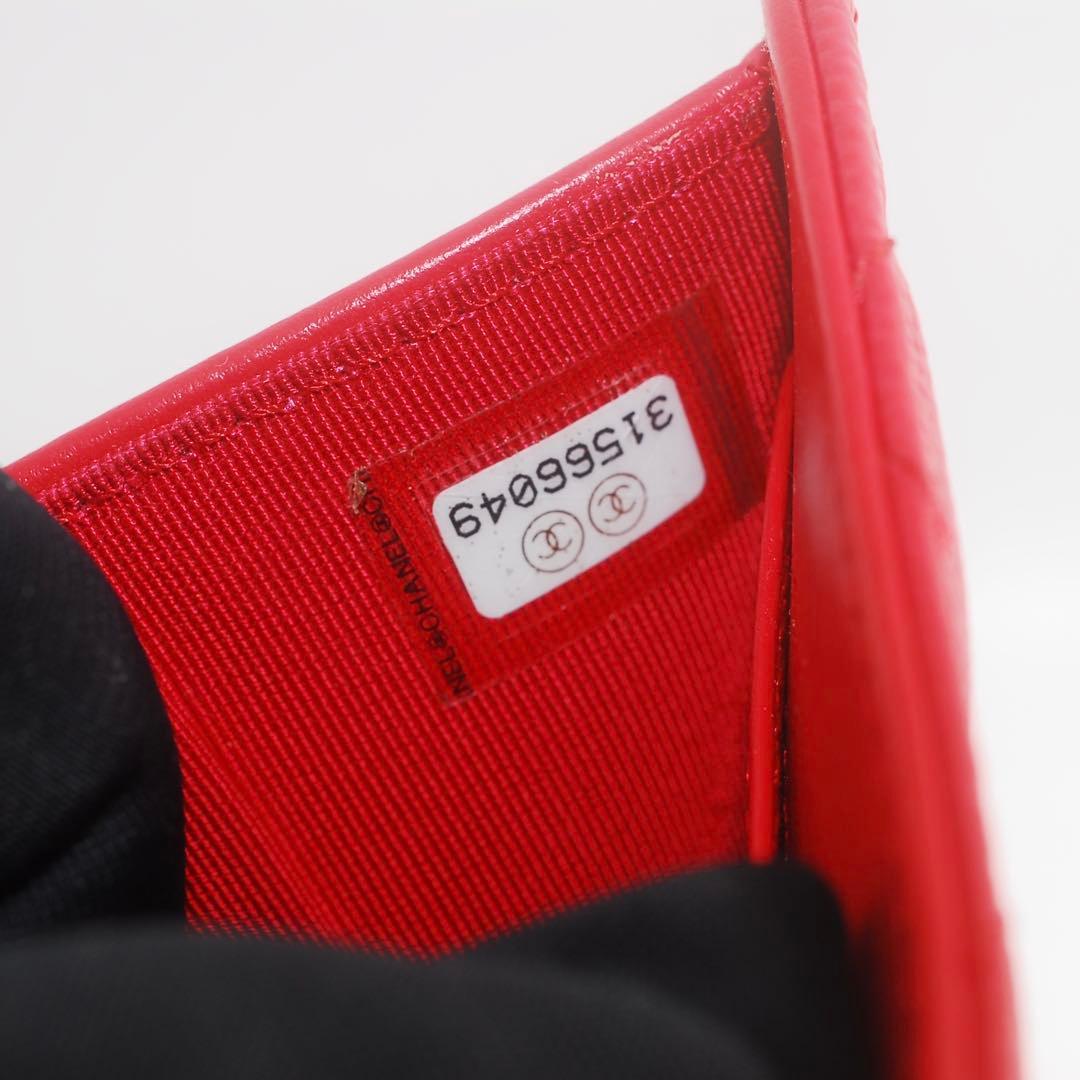 シャネル＊CHANEL＊キャビアスキン＊マトラッセ＊三つ折り財布＊レッド