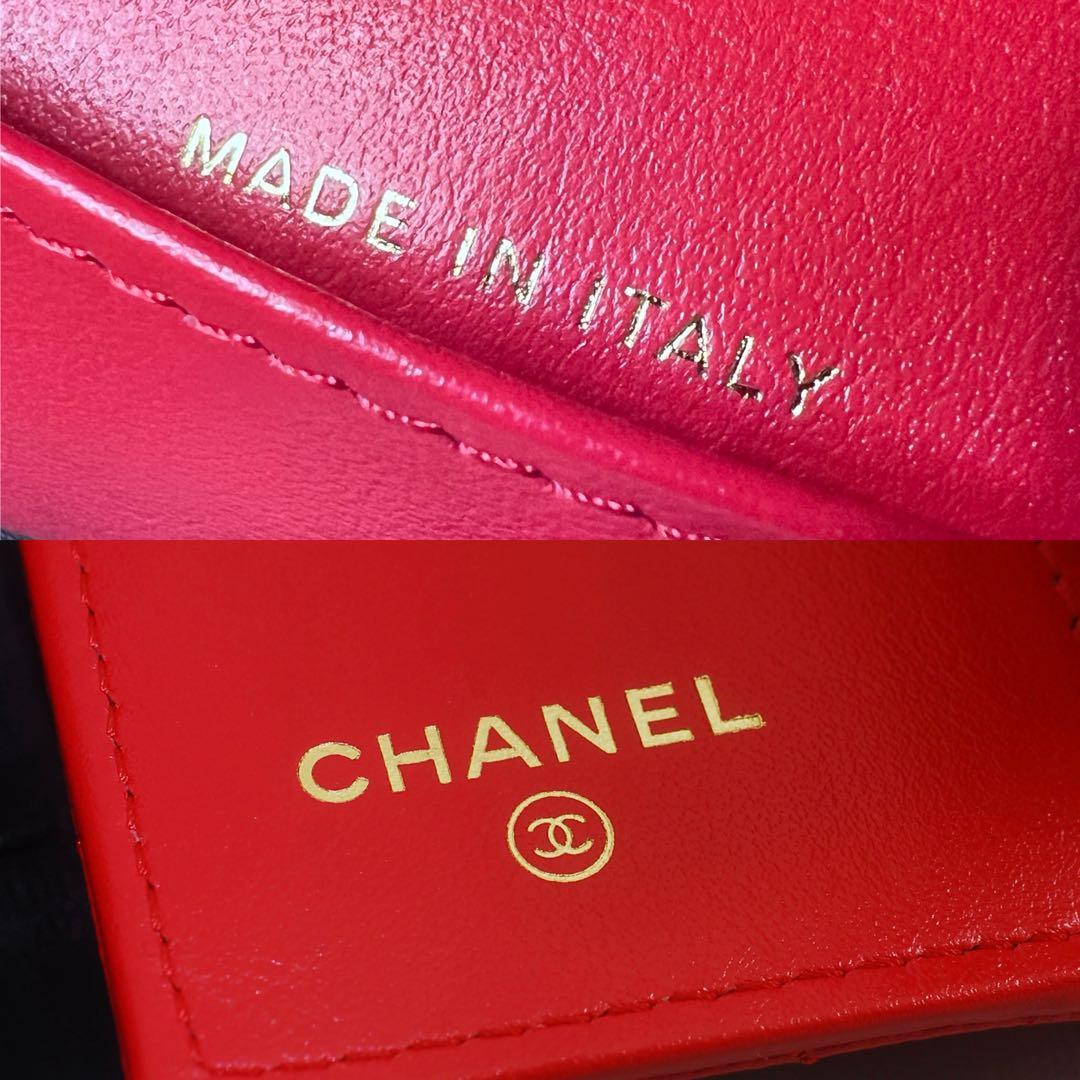 シャネル＊CHANEL＊キャビアスキン＊マトラッセ＊三つ折り財布＊レッド