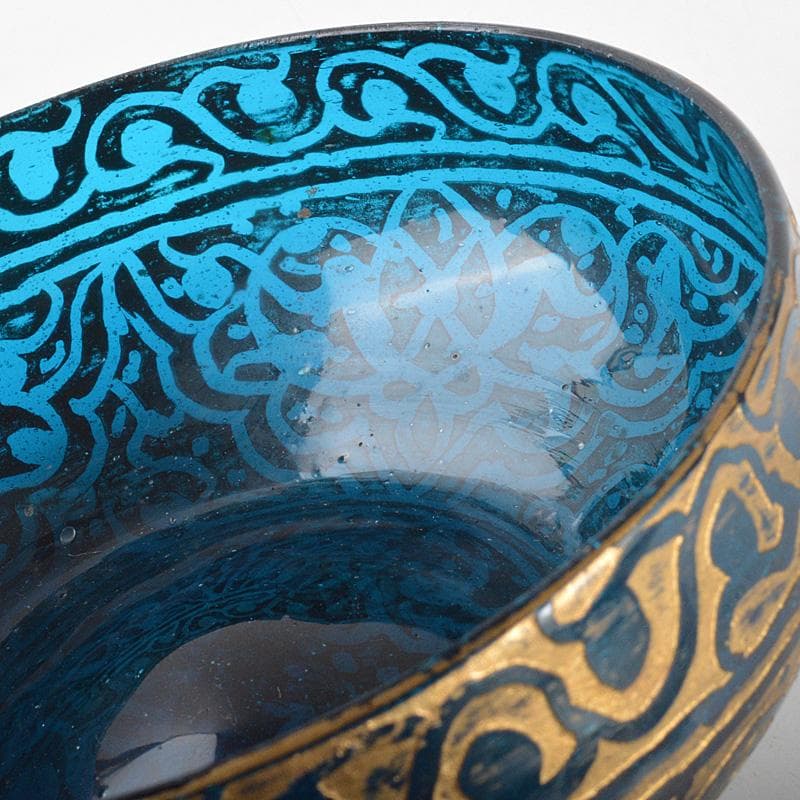 アンティーク　ガラス工芸　金彩　フィンガーボウル　V　R7253