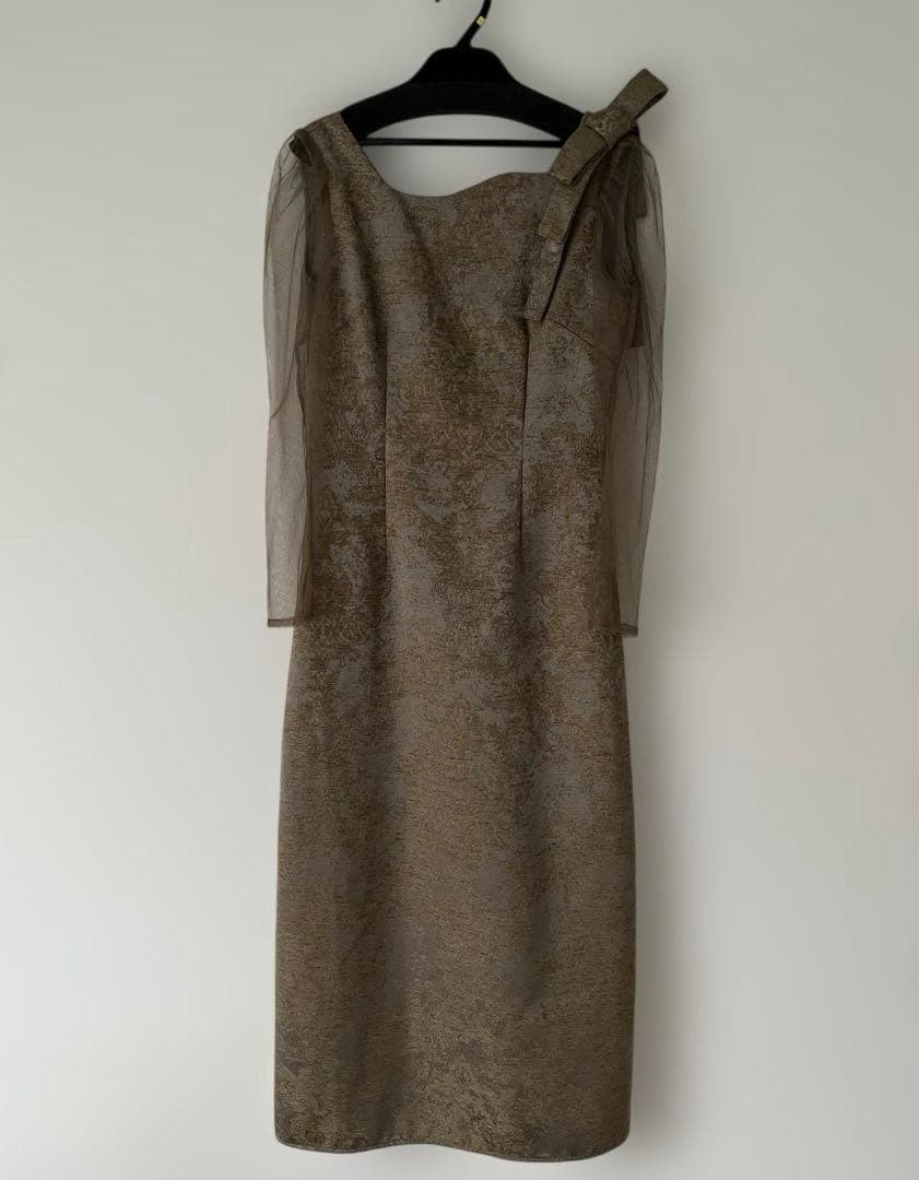 Shoulder ribbon jacquard dress/LE’RURE