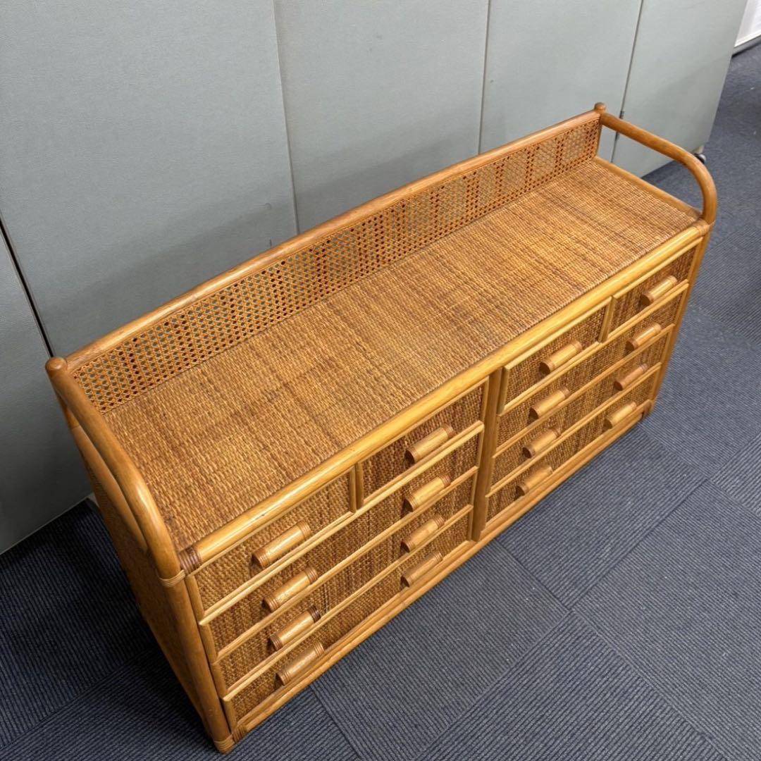 美品 籐 ラタン ワイドタイプ チェスト 収納 タンス 引き取り限定静岡県富士市