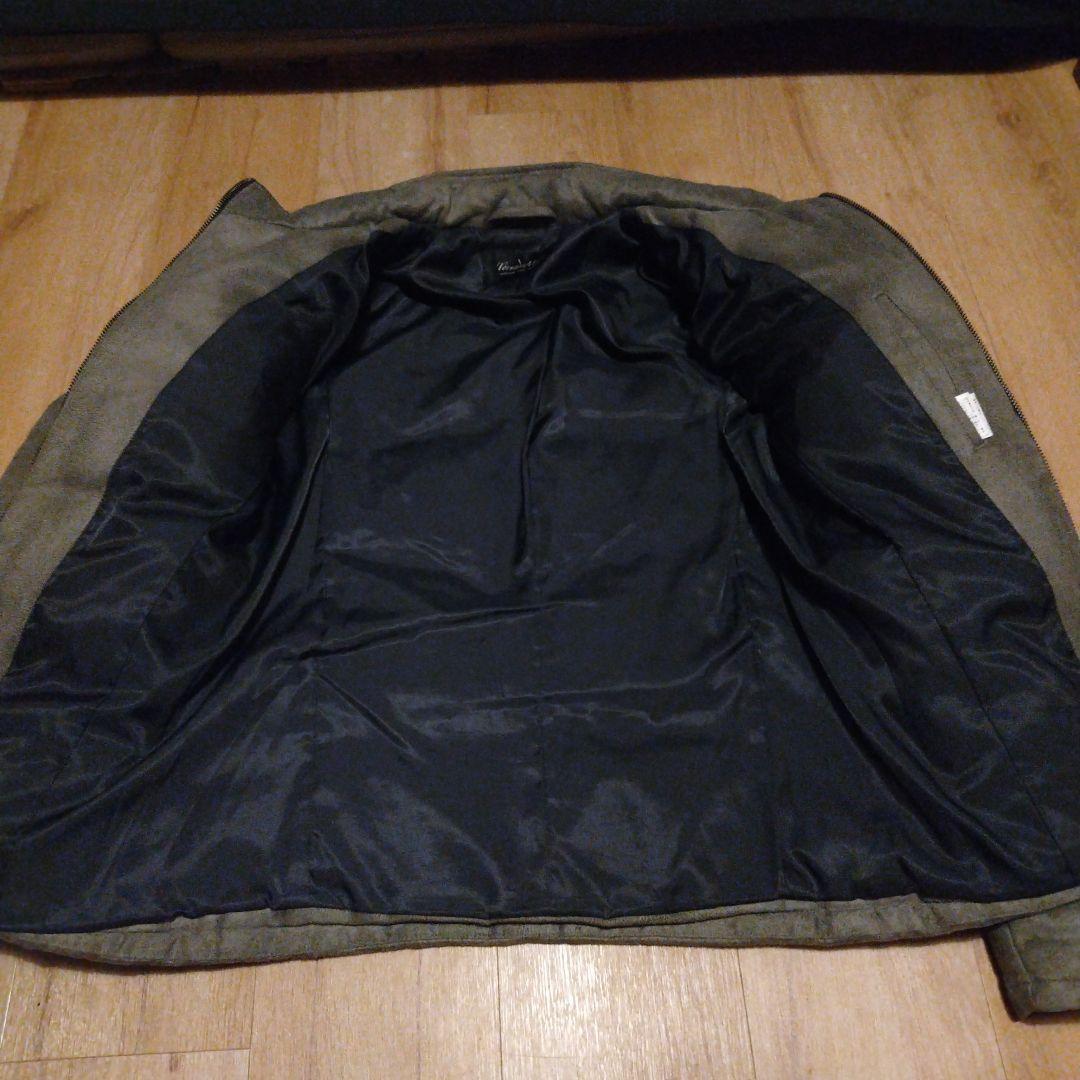 トルネードマート　フェイクレザーシングルライダースジャケット　ダブルジップ