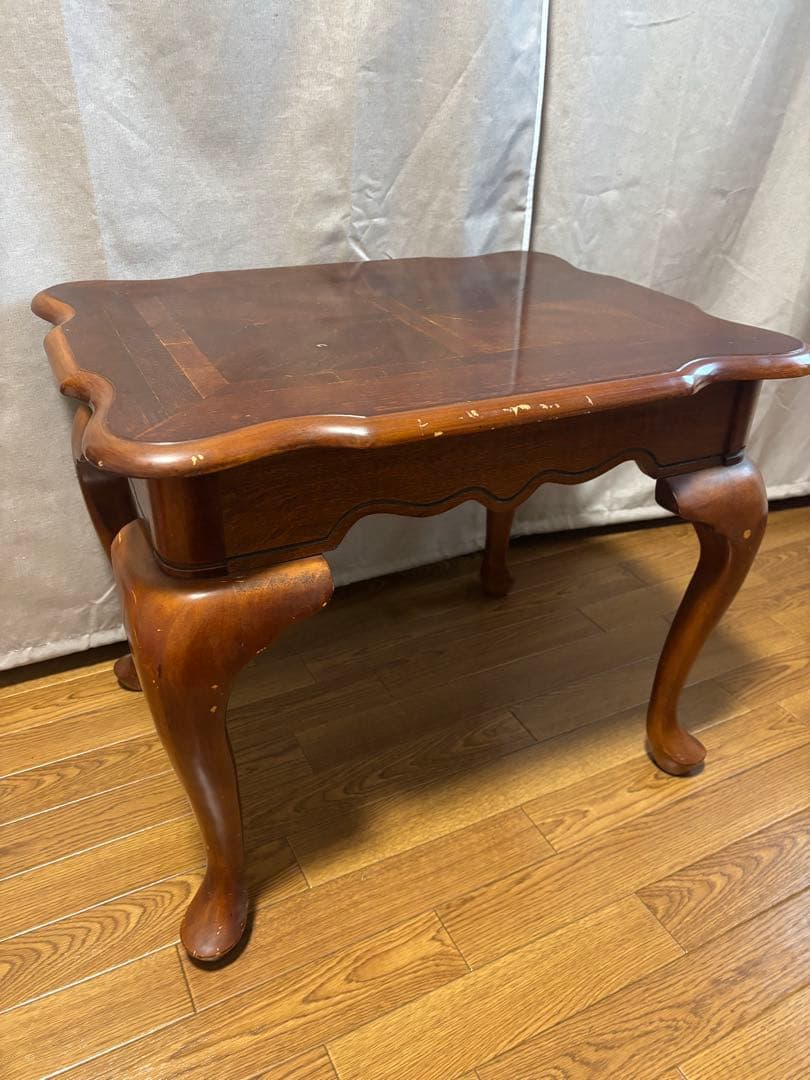 英国調アンティーク 木製 猫足 サイドテーブル ダークブラウン レトロ