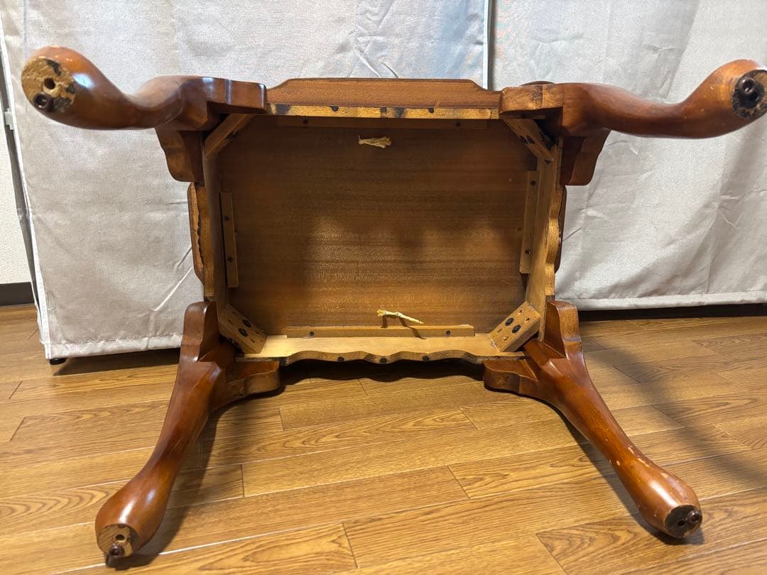 英国調アンティーク 木製 猫足 サイドテーブル ダークブラウン レトロ