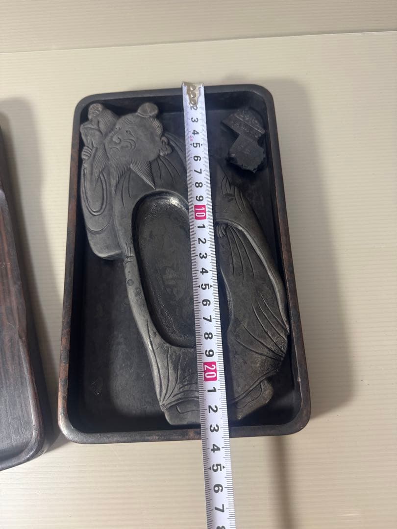 2084 中國古硯　老人端硯 文房具 文箱