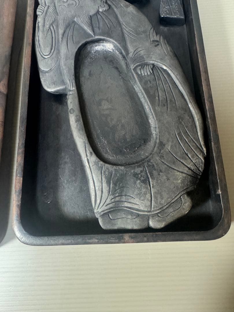2084 中國古硯　老人端硯 文房具 文箱