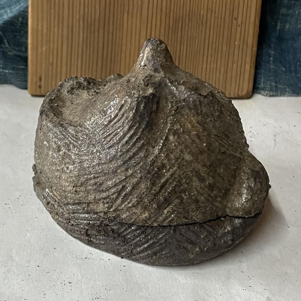 p031 古伊賀 狸 香合 木箱入り たぬき タヌキ 時代 茶道具