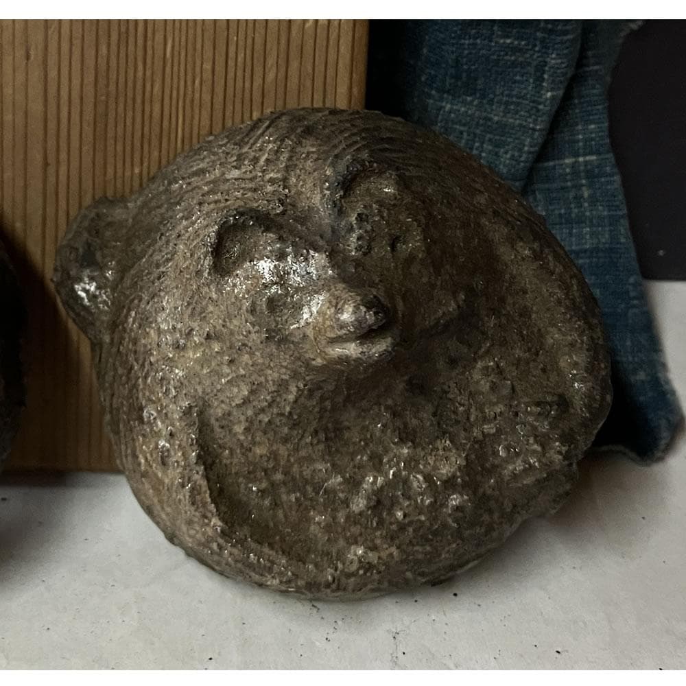 p031 古伊賀 狸 香合 木箱入り たぬき タヌキ 時代 茶道具