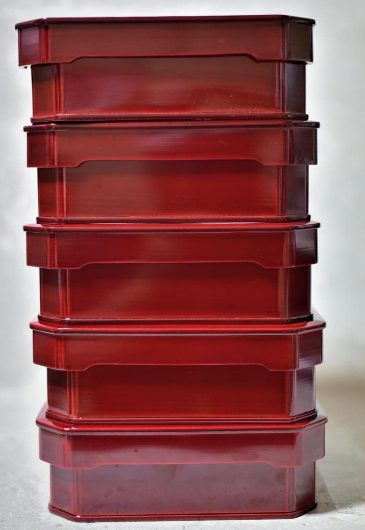 塗師正利作　春慶塗大徳寺お重5客　菓子器　共箱