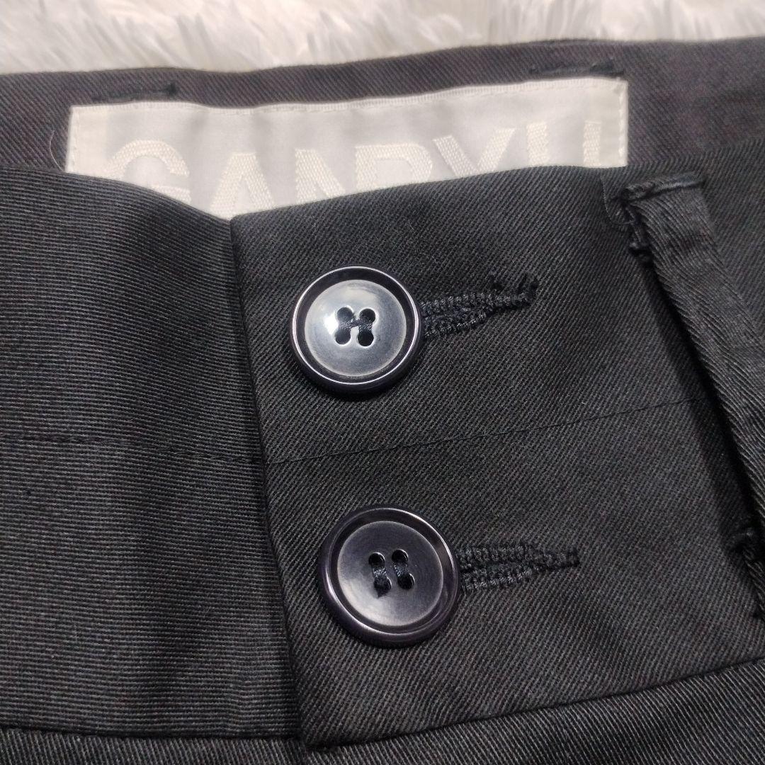 【極美品】ガンリュウ　サルエルパンツ　クロップド　ストレッチ　裾スリット　黒　M