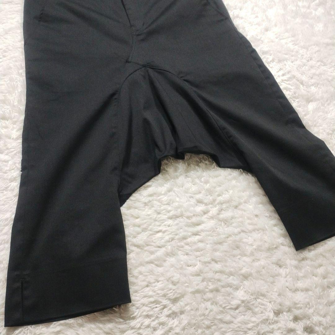 【極美品】ガンリュウ　サルエルパンツ　クロップド　ストレッチ　裾スリット　黒　M