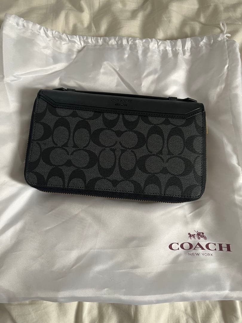 COACH ロゴパターン ハンドバッグ ブラック/グレー