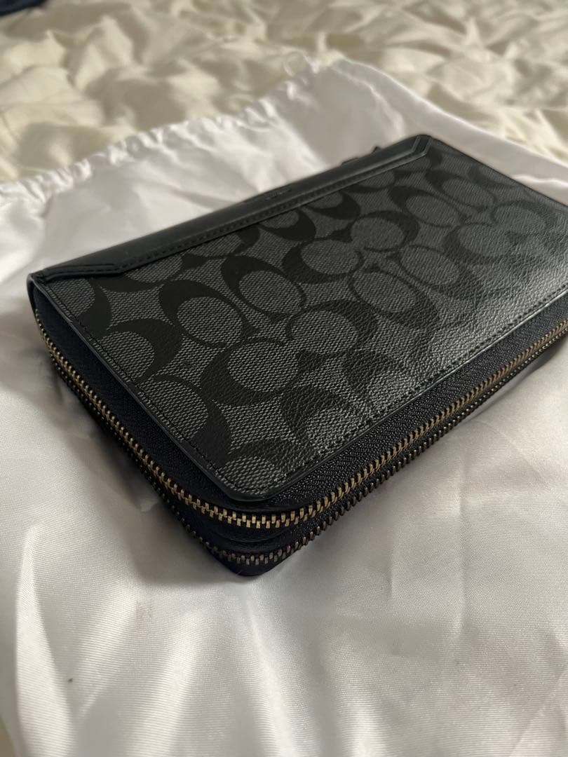 COACH ロゴパターン ハンドバッグ ブラック/グレー