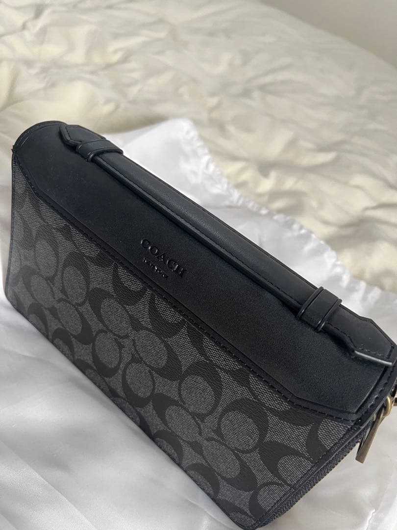 COACH ロゴパターン ハンドバッグ ブラック/グレー