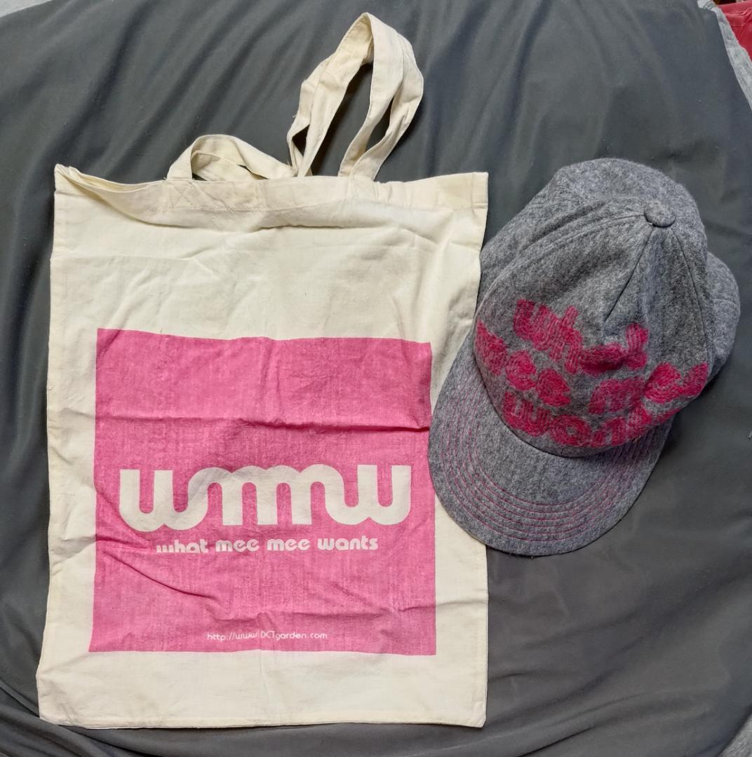 wmmw ドリカム 吉田美和 キャップ 帽子 グレー x ピンク トートバッグ付